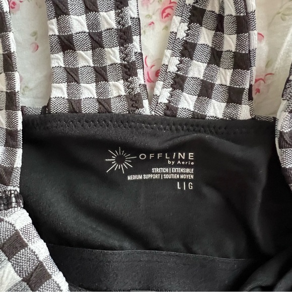 NWT Aerie Gingham Squareneck Longline Tanktop w Built in Shelf - Large - Picture 4 of 4